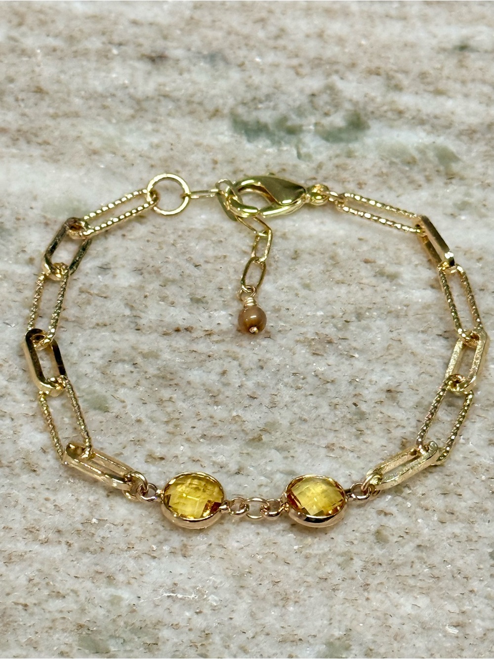 Gold-Filled Yellow Topaz Crystal Bracelet - November Birth Stone.